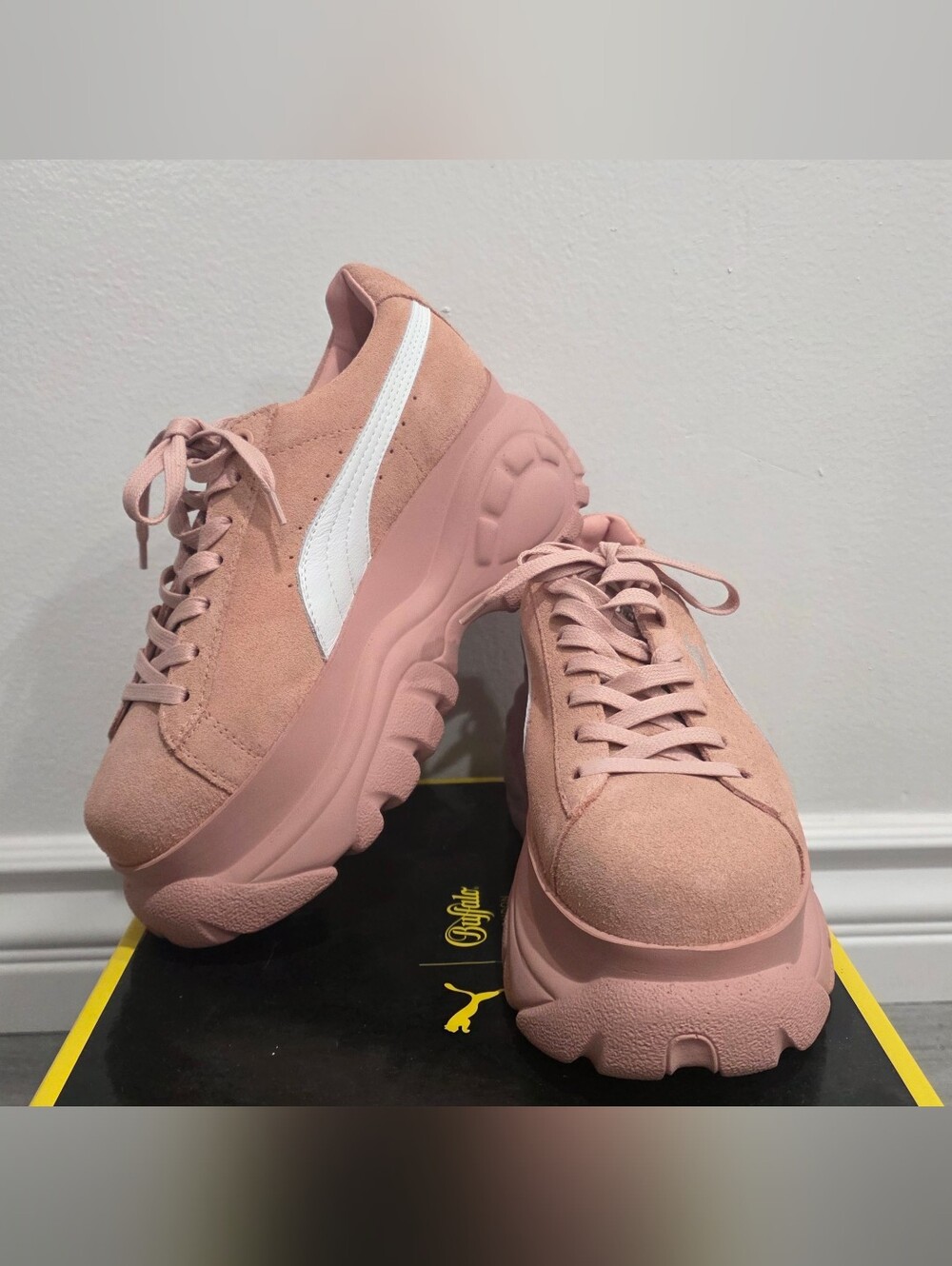 Puma x Buffalo London Women's Blush Pink Suede Platform Sneakers